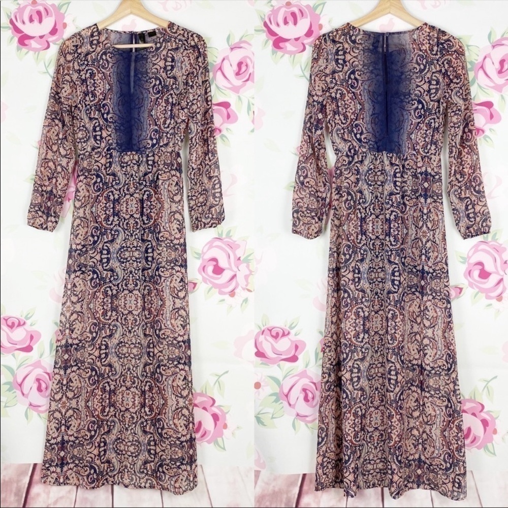 PETTICOAT ALLEY sheer floral paisley maxidress XS